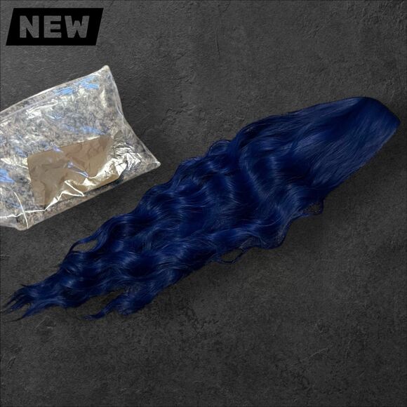 New Long Wavy Synthetic Wig – Deep Navy Blue - Picture 1 of 7